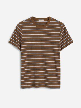 Madewell Allday Cotton Linen Striped T-Shirt, Men's Large, Brown / White